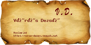Vörös Dezső névjegykártya